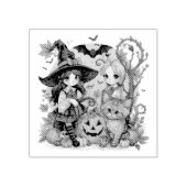 Bruxinhas Kawaii com Gatinho e Abóboras  Rubberstempel (Afrduk)