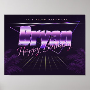 Bryan Nom Vorname lila retro Poster Geburtstag