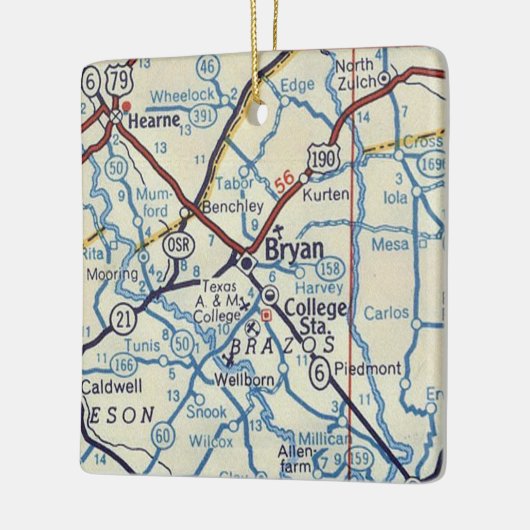 Bryan TX  Map Keramisch Ornament (Links)