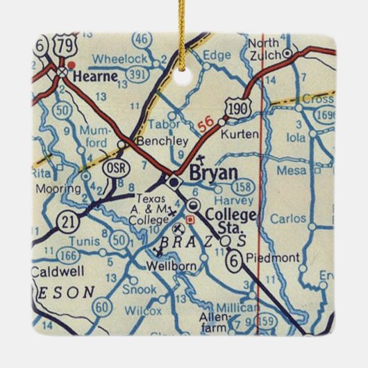 Bryan TX  Map Keramisch Ornament (Achterkant)