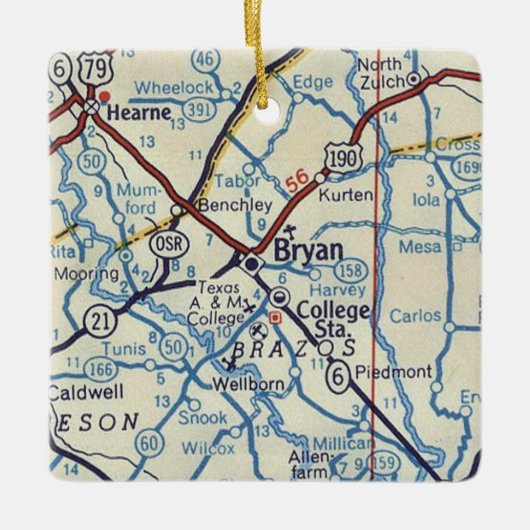 Bryan TX  Map Keramisch Ornament (Voorkant)