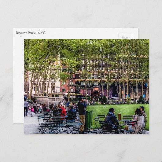 Bryant Park, carte postale NYC (Devant / Derrière)