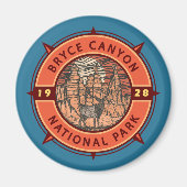 Bryce Canyon National Park Elk Retro Compass Magneet (Voorkant)
