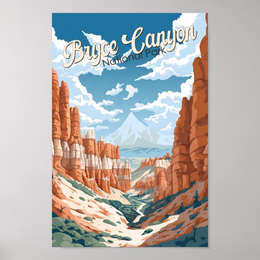 Bryce Canyon National Park Trail Illustratie Poster (Voorkant)
