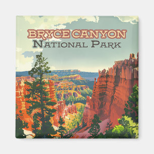 Bryce Canyon National Park Utah Hoodoo Retro Magneet