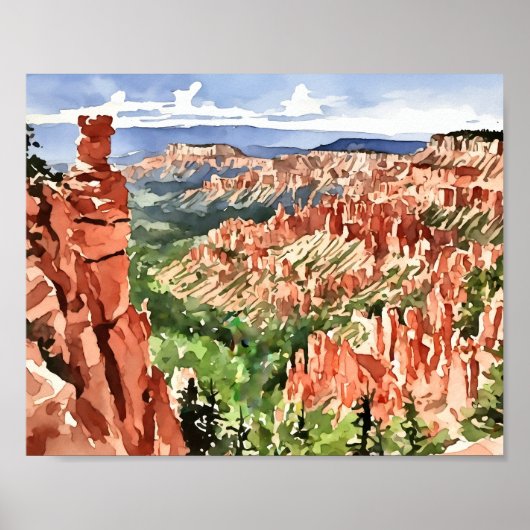 Bryce Canyon National Park Waterverf Poster (Voorkant)