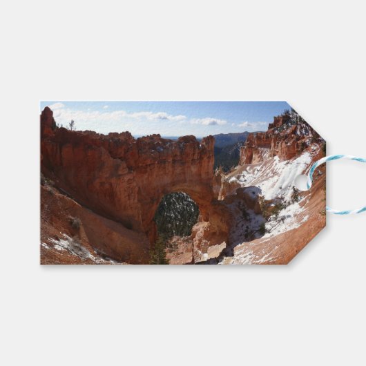 Bryce Canyon Natural Bridge Snowy Landscape Foto Cadeaulabel (Voorkant (Horizontaal))