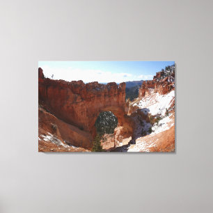 Bryce Canyon Natural Bridge Snowy Landscape Foto Canvas Afdruk