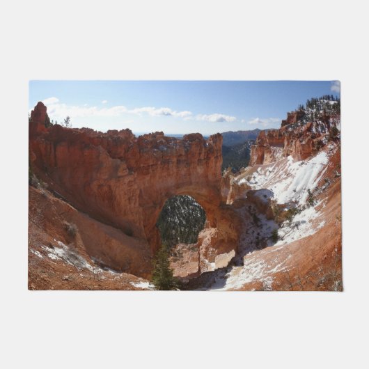 Bryce Canyon Natural Bridge Snowy Landscape Foto Deurmat (Voorkant)
