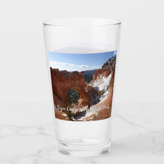 Bryce Canyon Natural Bridge Snowy Landscape Foto Glas (Voorkant)