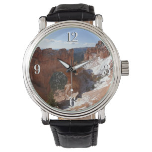 Bryce Canyon Natural Bridge Snowy Landscape Foto Horloge