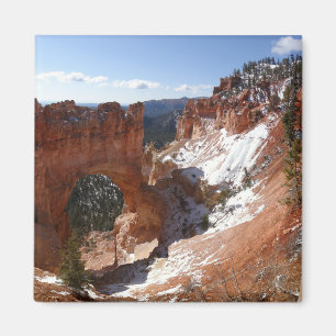 Bryce Canyon Natural Bridge Snowy Landscape Foto Magneet