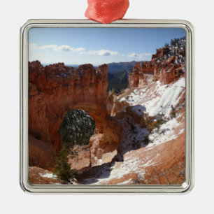 Bryce Canyon Natural Bridge Snowy Landscape Foto Metalen Ornament