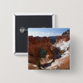 Bryce Canyon Natural Bridge Snowy Landscape Foto Vierkante Button 5,1 Cm (Voorkant /achterkant)