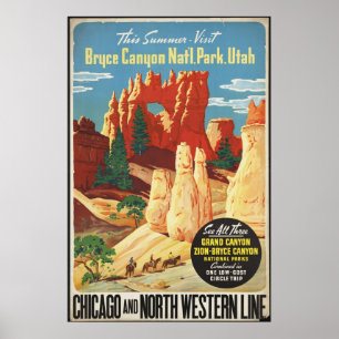 Bryce Canyon Utah Poster Vintage voyage et rétro