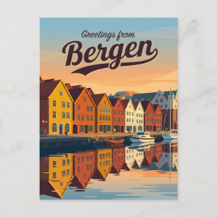 Bryggen Hanseatische kade Noorwegen Briefkaart