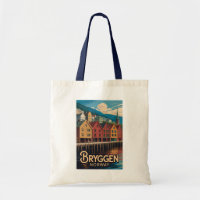 Bryggen Noorwegen Illustratie Reis Kunst Bergen