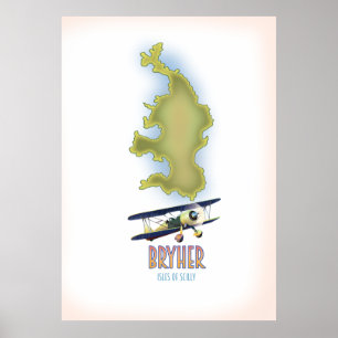 Bryher Scilly-eilanden kaart Poster