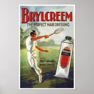 Brylcreem Man Tennis Ad Poster