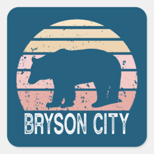 Bryson City North Carolina Retro Beer Vierkante Sticker