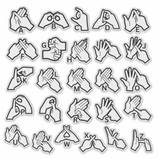 BSL/Auslan Alphabet Sticker – Visual Learning Aid (Devant)