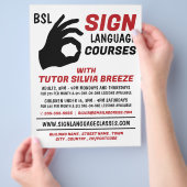 BSL, Oke Gesture, Taalcursus Advert. Flyer (Hand)