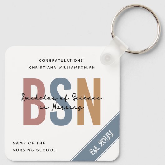 BSN Bachelor of Science in Nursing RN Afstuderen Sleutelhanger (Achterkant)