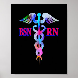 BSN Geregistreerd zuster RN Caduceus Nursing Emble Poster