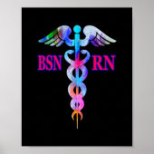 BSN Geregistreerd zuster RN Caduceus Nursing Emble Poster (Voorkant)