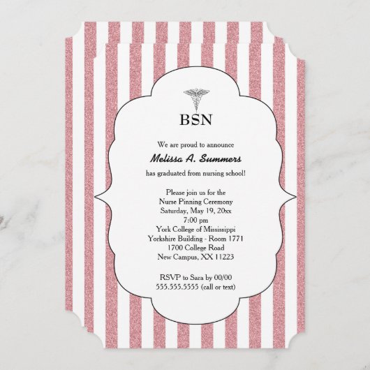 BSN Infirmière diplômée invitations parties scinti (Devant / Derrière)