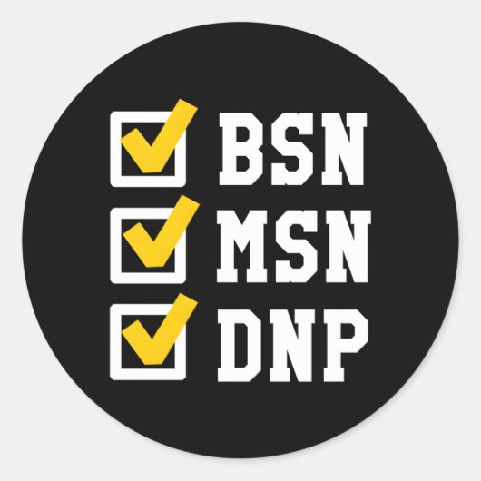 BSN MSN DNP Doctoraat Degree Checklist Afstuderen Ronde Sticker (Voorkant)
