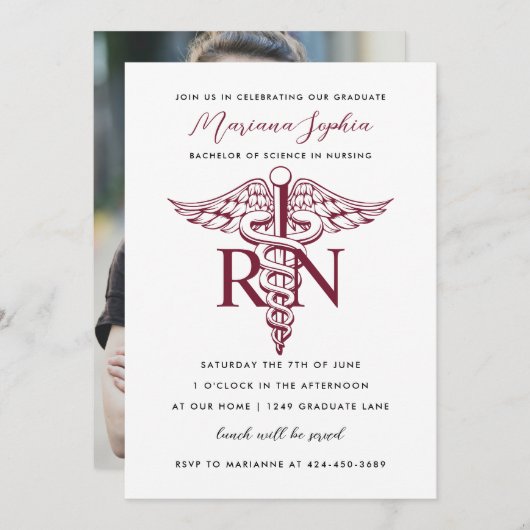 BSN RN Aankondiging Afstuderen Burgundy (Voorkant / Achterkant)