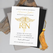 BSN RN Nurse Graduation Party Announcement Gold Kaart