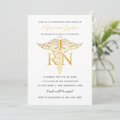BSN RN Nurse Graduation Party Announcement Gold Kaart (Staand voorkant)