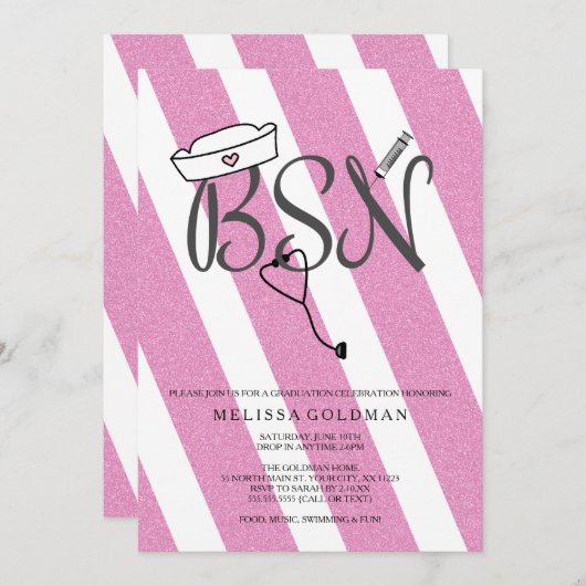 BSN RN verpleegkundige afstuderen nodigt uit tot h Kaart (Voorkant / Achterkant)