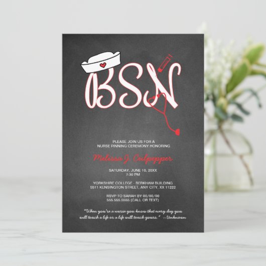 BSN verpleegkundige pinning ceremonie afstuderen u Kaart (Staand voorkant)