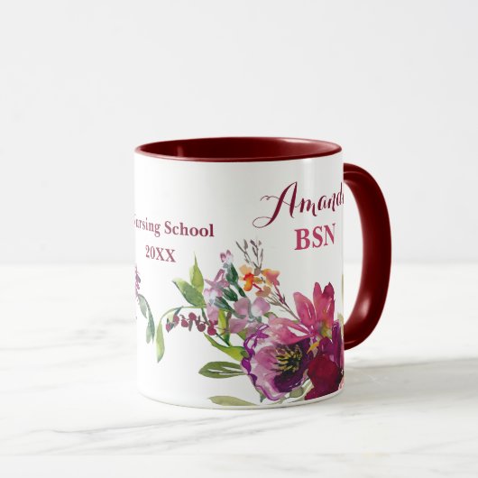 BSN Wild Flowers Nursing School Afstuderen Mok (Voorkant rechts)