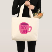 BSS-dame met roze koffiebeker Grote Tote Bag (Voorkant (product))