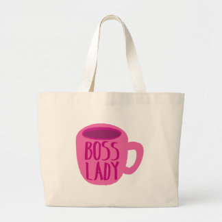 BSS-dame met roze koffiebeker Grote Tote Bag