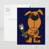 BT - Drôle Cartoon Chien Textant carte postale (Devant / Derrière)