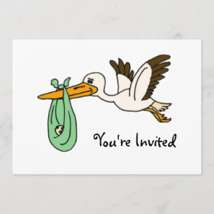 BT- Funny Stork Baby Shower-uitnodigingen Kaart