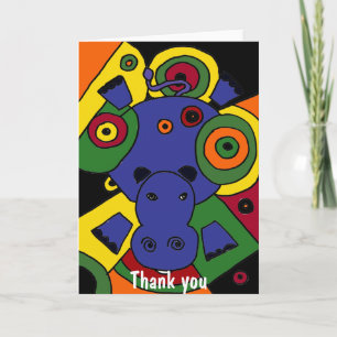 BT- Hippo Abstracte Kunst Dankjewel Kaart