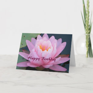 BT- Roze Water Lily Verjaardag Kaart