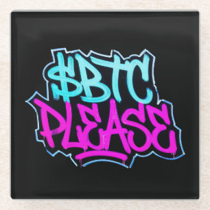 "$BTC Please" (Stijl 1) Glazen Onderzetter