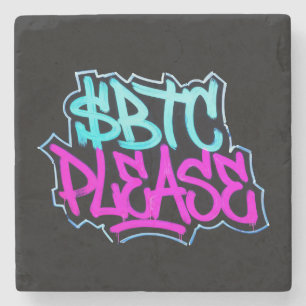 "$BTC Please" (Stijl 1) Stenen Onderzetter