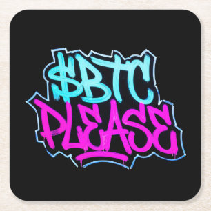 "$BTC Please" (Stijl 1) Vierkante Kartonnen Onderzetter