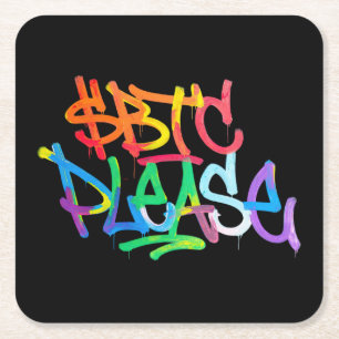 "$BTC Please" (Stijl 2) Vierkante Kartonnen Onderzetter
