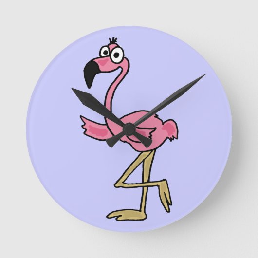 BU- Funny Flamingo Wall Clock Ronde Klok (Voorkant)