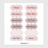 Buanderie Accueil Organisation Étiquettes roses (Feuille)