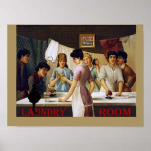 Buanderie vintage Conversation Noir Poster